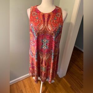Anne Klein paisley orange/blue tunic dress, size 12